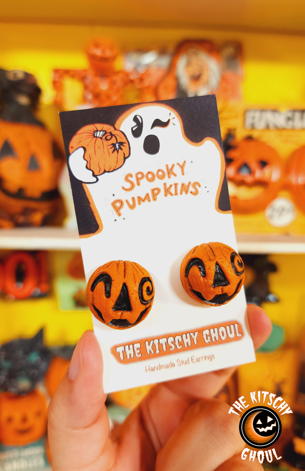 Large 'Spooky Pumpkin' Stud Earrings